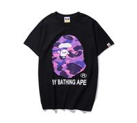 FDTURES Blusa Casual De Moda 24ss Bap Camiseta De Manga Corta para Deportes De Ocio Masculinos Y Femeninos De Doble Hilo De Algodón De Moda para Parejas Largas-color4||M