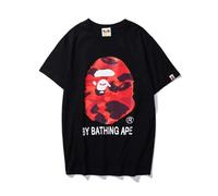 FDTURES Blusa Casual De Moda 24ss Bap Camiseta De Manga Corta para Deportes De Ocio Masculinos Y Femeninos De Doble Hilo De Algodón De Moda para Parejas Largas-color12||M