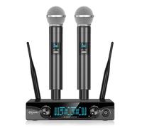 FDUCE Micrófono inalámbrico, juego de doble micrófono inalámbrico Karaoke con receptor para karaoke, fiestas, bodas, iglesia, eventos al aire libre, canal ajustable UHF, 2 x 5, 60 m (W13)