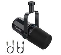 FDUCE SL40 Micrófono de Podcast dinámico Vocal para podcasting, Juegos, transmisión y grabación en Vivo, Salida de Auriculares integrada, botón de Silencio, micrófono USB/XLR Completamente metálico