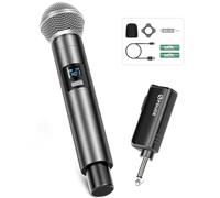 FDUCE W30 Micrófono Inalámbrico, Micrófono Dinámico UHF, Receptor Recargable con Botón de Ajuste de Volumen, para Karaoke, Canto, Fiesta Familiar (60 m)