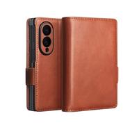 FDUJINH Funda para Samsung Galaxy Z Fold 8, Billetera Cuero Verdad Lujo Carcasa Protección Completa Soporte Horizontal Caso,Marrón,Fold 8