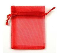 FDWDOL 50 bolsas de organza para embalaje de joyas, regalos, dulces, bodas, fiestas, regalos, bolsas dibujables, bolsas para dulces, 50 unidades, color rojo, 3.9 x 5.9 in