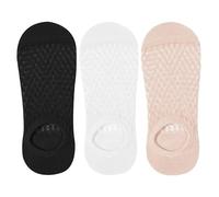FDzkrtvm Calcetines invisibles antideslizantes, 3 pares de calcetines náuticos for mujer, verano, malla fina, transpirable, a cuadros, Multicolor, antideslizantes, corte bajo, 34-39(Black white pink)