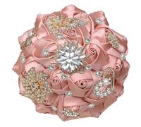 FDzkrtvm Ramo de Novia Raso con pedrería Dorada | Accesorio de boda nupcial multicolor: adornos de diamantes de imitación brillantes(Color 3)