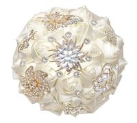 FDzkrtvm Ramo de Novia Raso con pedrería Dorada | Accesorio de boda nupcial multicolor: adornos de diamantes de imitación brillantes(Color 10)