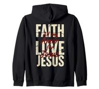 Fe Amor Jesús | Día de San Valentín Cristiano Mujeres Hombres Sudadera con Capucha