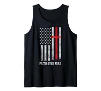 Fe Bandera de Estados Unidos Cristiano Patriótico Dios Jesús Hombres Mujeres Niños Camiseta sin Mangas