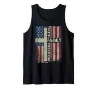 Fe Bandera de Estados Unidos Cristiano Religioso Dios Jesús Hombres Mujeres Niños Camiseta sin Mangas