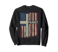 Fe Bandera de Estados Unidos Cristiano Religioso Dios Jesús Hombres Mujeres Niños Sudadera