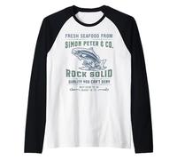 Fe Cristiana Jesús Simón Pedro Divertido Marisco Versículo Camiseta Manga Raglan
