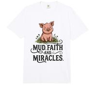 Fe De Barro Y Milagros Lindo Cerdo Amante Granja Cristiano Comfort Colors Adult Heavyweight T-Shirt