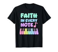 Fe en Cada Nota Piano Chica Cristiana Músico de la Iglesia Camiseta