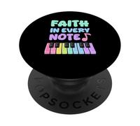 Fe en Cada Nota Piano Chica Cristiana Músico de la Iglesia PopSockets PopGrip Adhesivo