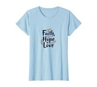 Fe, Esperanza, Amor, Cita inspiradora Cristiana, Ancla, corazón Camiseta, Mujer, Azul Bebé, 3XL