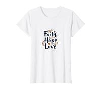 Fe, Esperanza, Amor, Cita inspiradora Cristiana, Ancla, corazón Camiseta, Mujer, Blanco, XXL