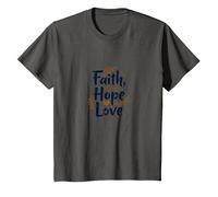 Fe, Esperanza, Amor, Cita inspiradora Cristiana, Ancla, corazón Camiseta, Niños, Asfalto, 2 años