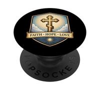Fe Esperanza Amor Cristiano Ortodoxo Floral Jesucristo Dios PopSockets PopGrip Adhesivo