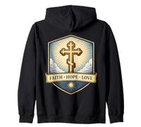 Fe Esperanza Amor Cristiano Ortodoxo Floral Jesucristo Dios Sudadera con Capucha