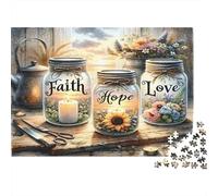 Fe Esperanza Amor Puzzles 1000 Piezas Papel Reciclado para Adultos Puzzle para Adultos Imposible difícil desafiante Excelente Idea de Regalo para relajación y Creatividad 52x38cm/1000pcs