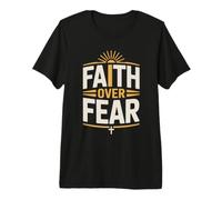 Fe Faith Over Fear Cristiano Jesús Dios Versículo Bíblico Camiseta Premium