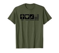 Fe Familia Armas de Fe y Libertad - Bandera de Estados Unidos Pro God Guns Camiseta, Hombre, Verde Oliva, XXL