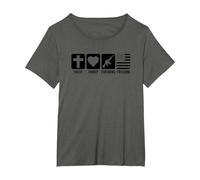 Fe Familia Armas de Fe y Libertad - Bandera de Estados Unidos Pro God Guns Camiseta, Mujer Tallas Grandes, Asfalto, 2XL Grande