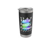 Fe, Familia, Fútbol, Diversión de otoño Ropa de mujer cristiana Vaso térmico de acero inoxidable de doble pared