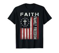 Fe Familia Libertad Jesús Cruz Cristiana Bandera Religiosa Camiseta