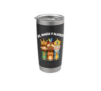 Fe Magia y Alegría Cute Three Kings Day Español Vaso térmico de acero inoxidable de doble pared
