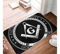 Fe Masónica, Esperanza Y Caridad, Logotipo Masónico Negro Alfombra Baño Secado Rápido Felpudos Plegable Felpudo De Entrada para Inodoro Exterior Oficina 40X60Cm