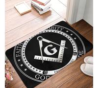 Fe Masónica, Esperanza Y Caridad, Logotipo Masónico Negro Alfombra Exterior Absorbente Felpudos Entrada Resistente Felpudos para Pasillo Interior Exterior 40X60Cm