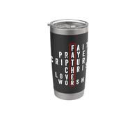 Fe Oración Escritura Cristo Amor Adoración Padre Cristiano Vaso térmico de acero inoxidable de doble pared