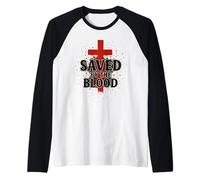 Fe salvada por la salpicadura de sangre Evangelio religioso Espiritual Camiseta Manga Raglan