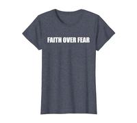 Fe sobre el Miedo Camiseta, Mujer, Azul Jaspeado, M