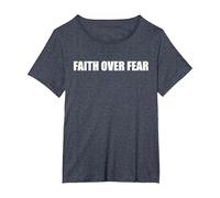 Fe sobre el Miedo Camiseta, Mujer Tallas Grandes, Azul Jaspeado, 6XL Grande