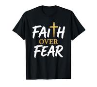 Fe sobre el Miedo Cita Cristiana Inspiración Religiosa Dios Camiseta gráfica económica