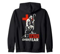 Fe sobre el Miedo Cristiano Motivacional Jesús Cruz Pastor Sudadera con Capucha