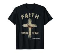Fe sobre el Miedo Cruz Cristiana versículo bíblico Camiseta