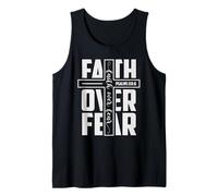 Fe sobre el miedo Cruz cristiana versículo bíblico Salmos 118:6 Camiseta sin Mangas