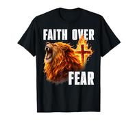 Fe sobre el Miedo León de Judá Cruz Cristiana Jesús Dios Camiseta