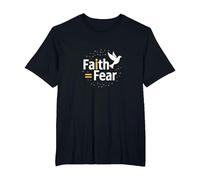 Fe sobre el Miedo: Mensaje Inspirador de Paloma Espiritual Camiseta, Hombre Tallas Grandes, Negro, 4X Alto