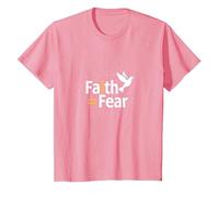 Fe sobre el Miedo: Mensaje Inspirador de Paloma Espiritual Camiseta, Niños, Rosado, 4 años