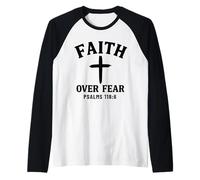 Fe sobre el miedo Verso de la Biblia Salmos 118:6 Cristiano Camiseta Manga Raglan