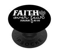 Fe sobre Miedo Diseño Inspirador con Cruz Floral PopSockets PopGrip Adhesivo