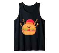 FEA Hamburguesa navideña Santa Hamburguesa de Queso Divertida Comida rápida Camiseta sin Mangas