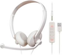 FEABASK Auriculares con micrófono para PC, auriculares de computadora con cable USB con micrófono para trabajo, oficina en casa, centro de llamadas, clase en línea