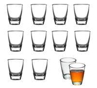 FEADBYT 12 PCS Vasos De Chupito, Vaso para Beber Directamente, Vaso de Vino en Forma de Huevo, Vaso de Vidrio Templado, con Base Gruesa, Vasos de Chupito Transparentes, para Aguardiente, Vodka