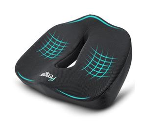 Feagar 2024 Nuevo Gran Cojín Silla Oficina, Cojín Viscoelástico XXL, Cojín Ergonómico Silla Oficina, Cojín Coxis, Adecuado para Uso Interior y Exterior, Color: Negro