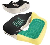 Feagar Cojín Coxis con Capa de Gel para Silla Oficina, Cojines Ortopédico de Espuma Memoria Portátil para Hemorroides, para Coche, Juego, Rueda, Alivio de Presión y Fatiga